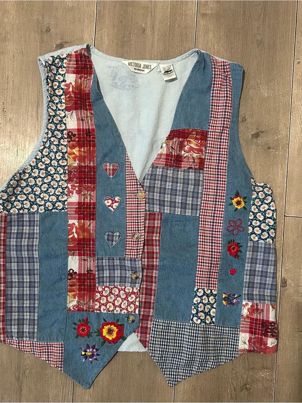 Vintage Plus Victoria Jones Jean Patchwork Vest Size 20